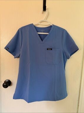 Jaanuu Women’s V-Neck Medical Scrub Top - Blue